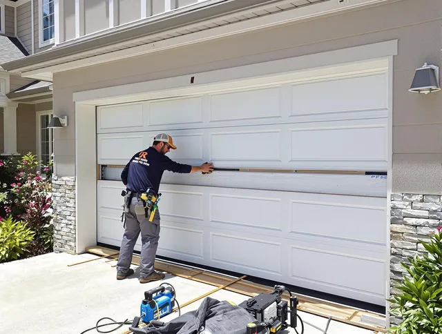 Wadsworth Garage Door Repair team performing complete garage door replacement at Wadsworth residence