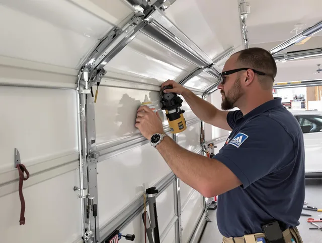 Wadsworth Garage Door Repair technician quieting a noisy garage door in Wadsworth