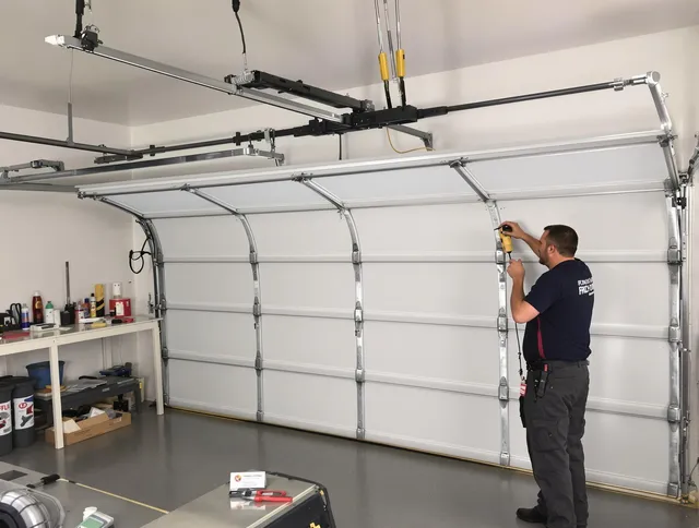 Wadsworth Garage Door Repair certified technician performing overhead door system repair in Wadsworth