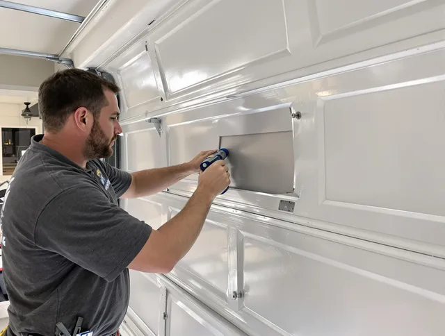 Garage door panel repair by Wadsworth Garage Door Repair in Wadsworth
