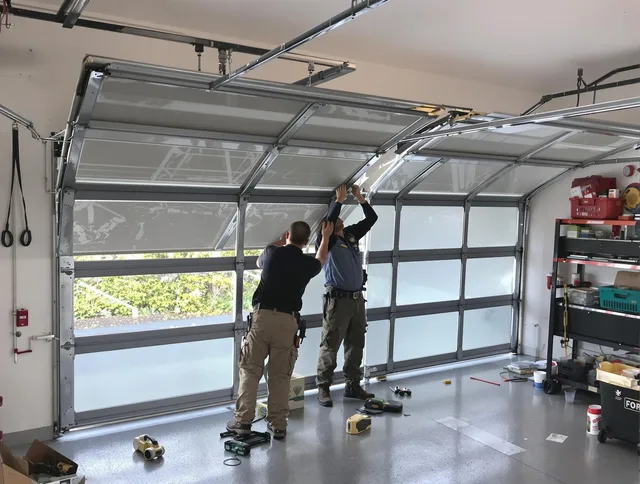Wadsworth Garage Door Repair expert performing precise panel replacement on Wadsworth garage door